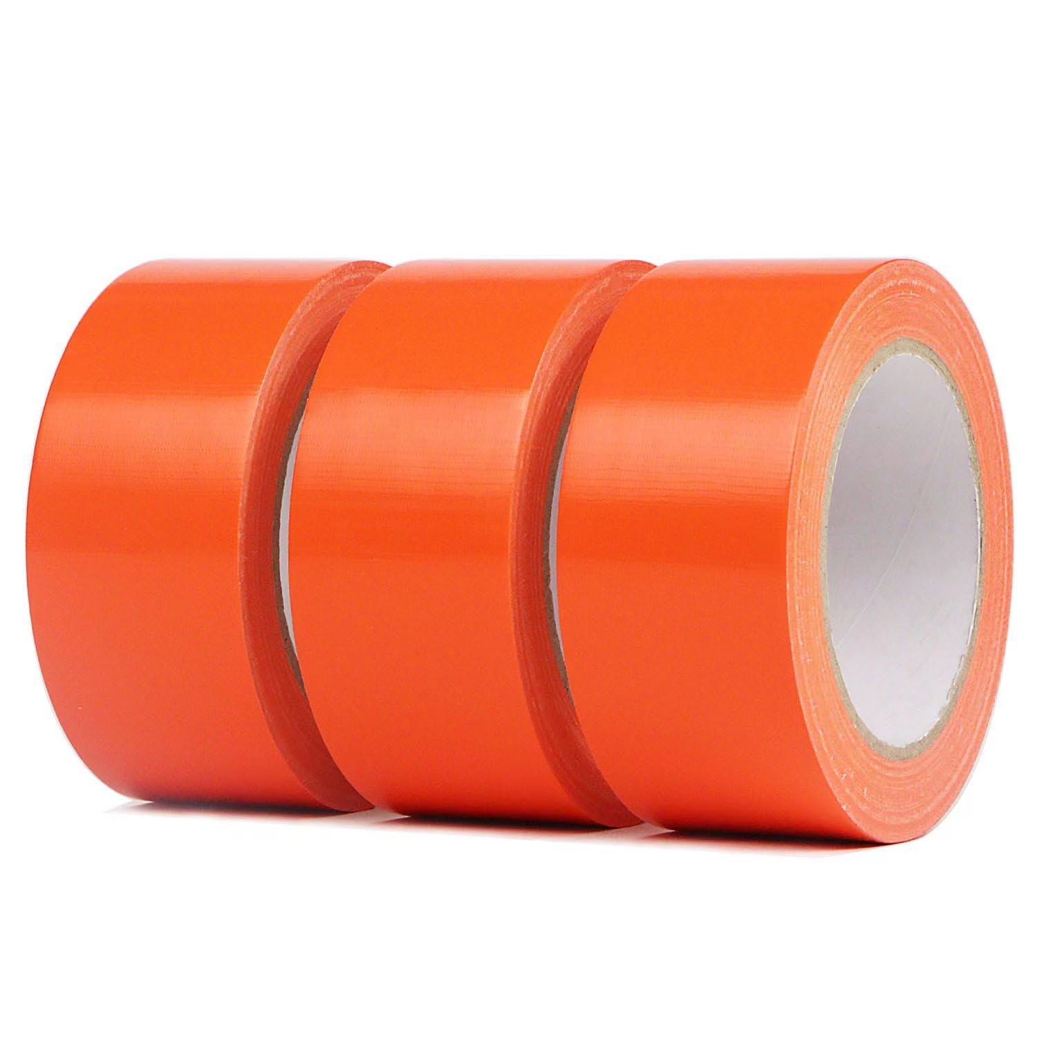 AMOGATO 3 Roll Heavy Duty Duct Tape-Professional Grade Outdoor Waterproof Duct Tape, Hand Tearable, Repair Duct Tape for Industrial, Professional Use,1.88 Inch x 30 Yards,Orange