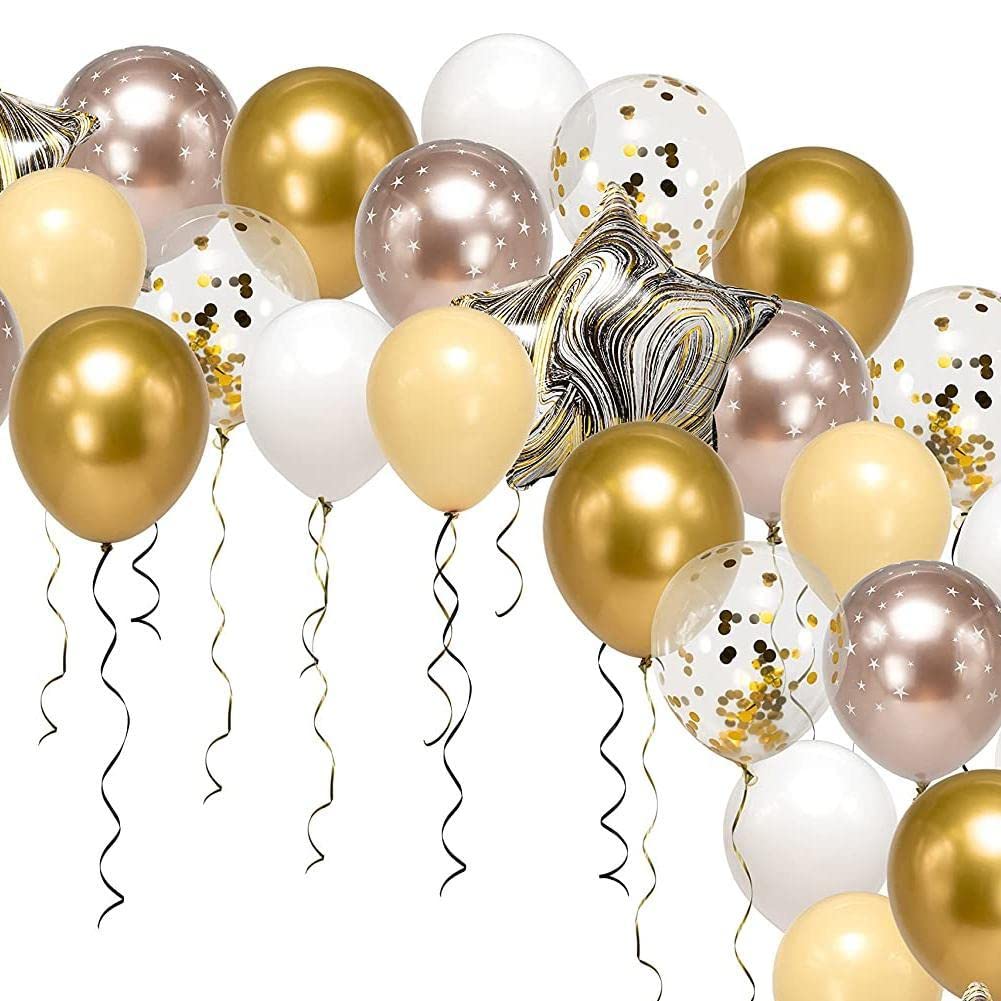 Decor365 Champagne Gold BalloonsGarland Gold Party Decoration Confetti Metallic Balloons for Birthday Bridal Shower Bachelorette Baby Shower Anniversary New Year Eve NYE Party Supplies