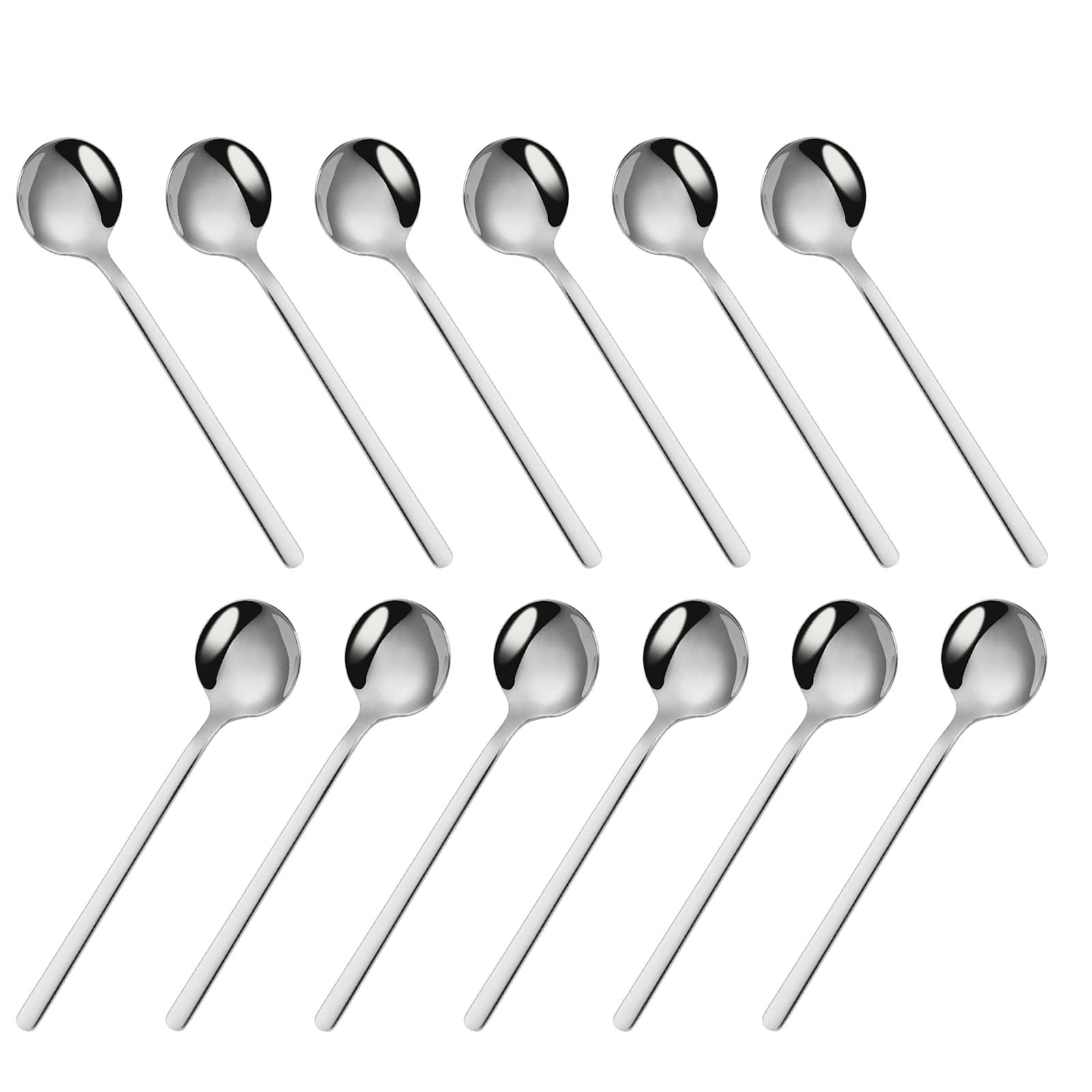 Mafier 12-Piece Stainless Steel Espresso Spoons, Mini Teaspoons Set for Coffee Sugar Dessert Cake Ice Cream Soup Antipasto Cappuccino, 5.24 Inch Stirring Spoons