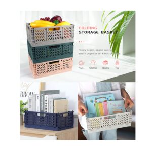 Ygapuzi Plastic Collapsible Crate Folding Storage Basket with Handle for Shelves Home Kitchen Classroom and Office Vanity Bathroom Organization Drawer Clapboard Partition (Multicolor-4pack)