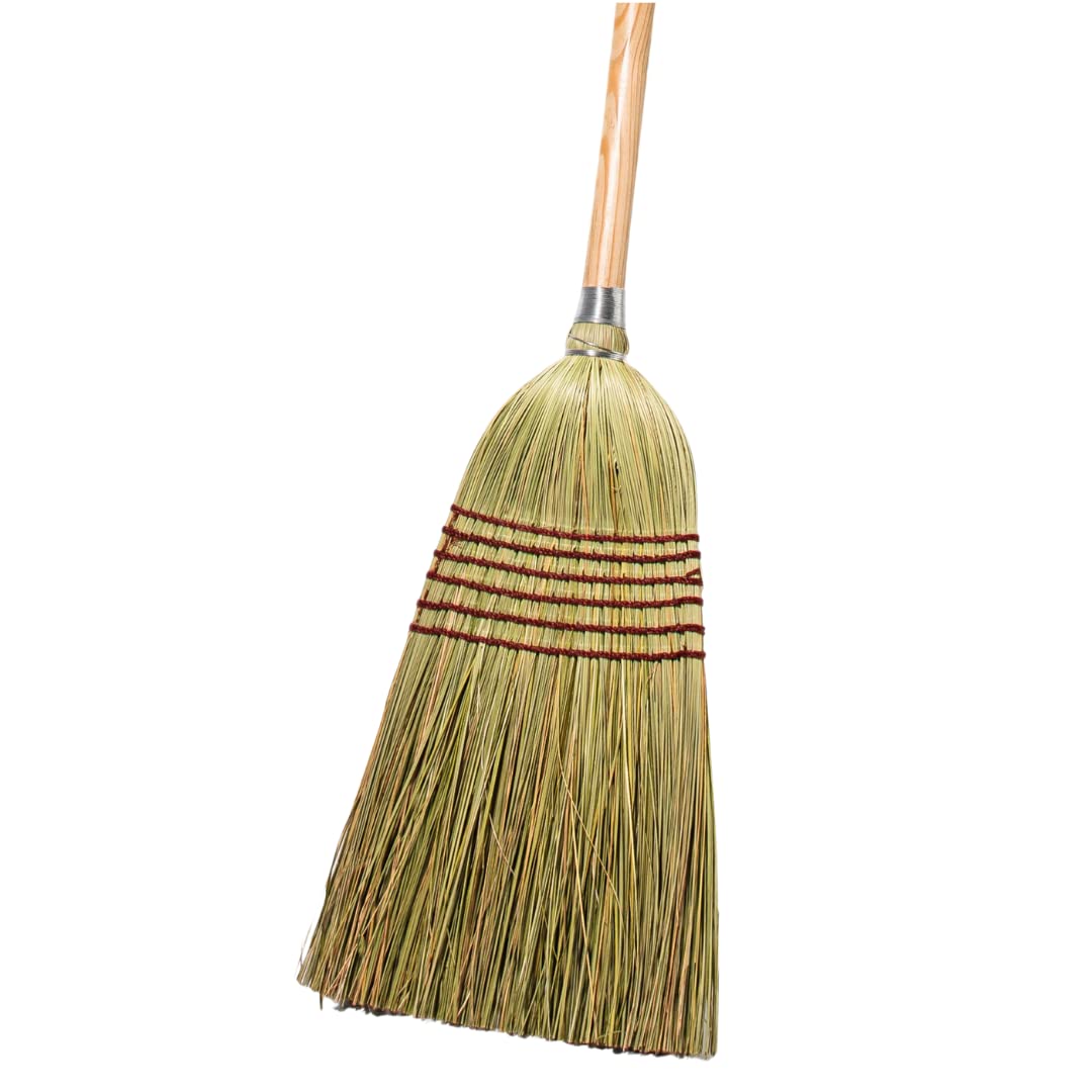 Tidy Tools Corn Broom with Wood Handle Heavy Duty Indoor Outdoor Broom (1 1/4 Inch Handle)