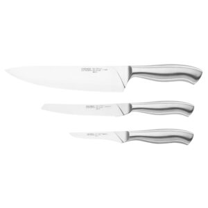 chicago cutlery insignia steel 3-piece knife set with guided grip, stainless steel blades and handles for home kitchen and professional use