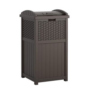 Rubbermaid 123-Gallon Storage Deck Box and Suncast 33-Gallon Trash Can Outdoor Storage Bundle