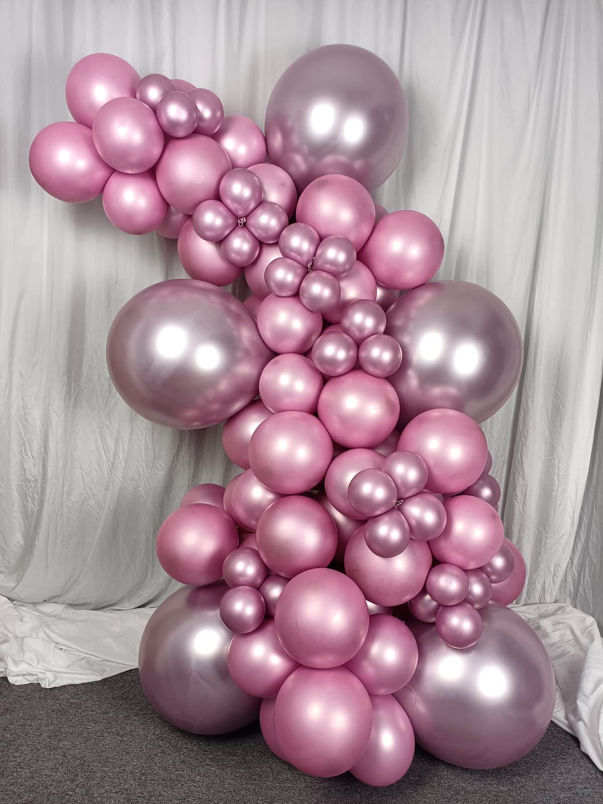 100 Pack Chrome Metallic Pink Balloons Different Sizes 18 12 10 5 Inch KIRIKOU Party Balloons for Birthday Valentines Baby Shower Bridal Wedding Party Decors