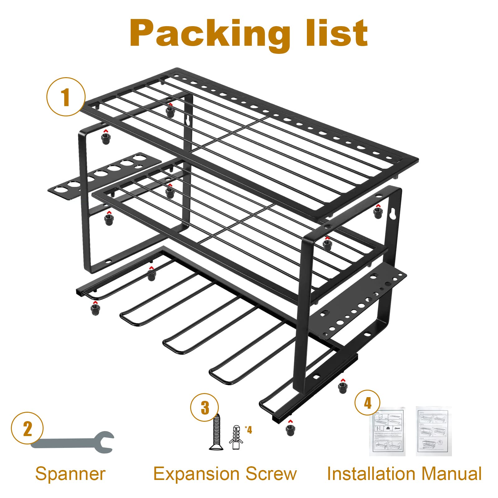 Mutilife Power Tool Organizer Heavy Duty Electric Drill Holder 3 Layers Cordless Drill Rack Holds Drill Storage Rack Wall Mount for 4 packsHandheld Power Tools Gifts for men