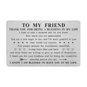 abnty friend gifts for women, thank you for being a friend card, appreciation friend gifts, steel engraved wallet card insert