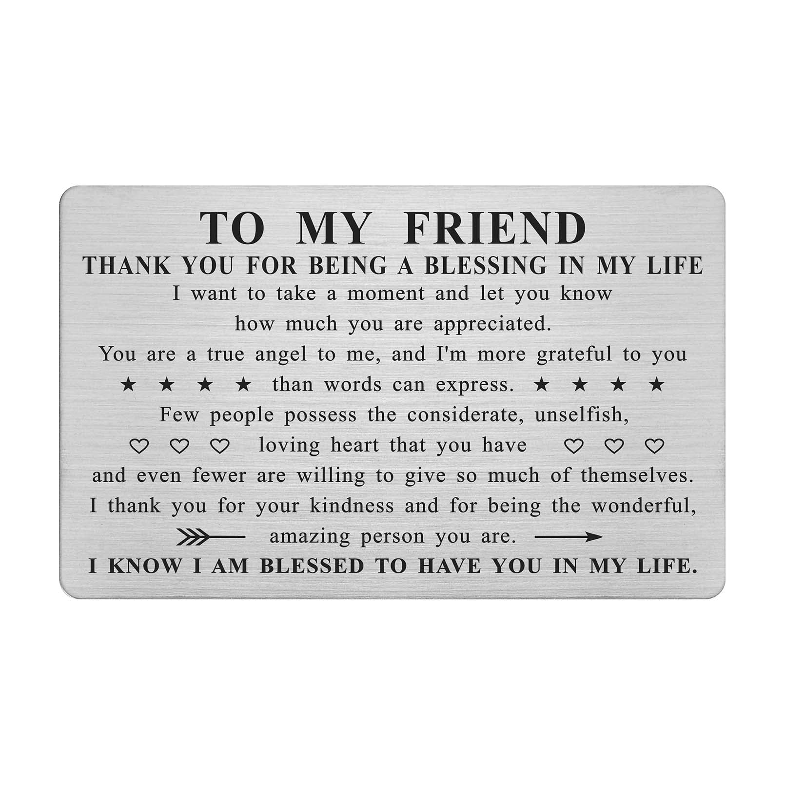 ABNTY Friend Gifts for Women, Thank You for Being a Friend Card, Appreciation Friend Gifts, Steel Engraved Wallet Card Insert