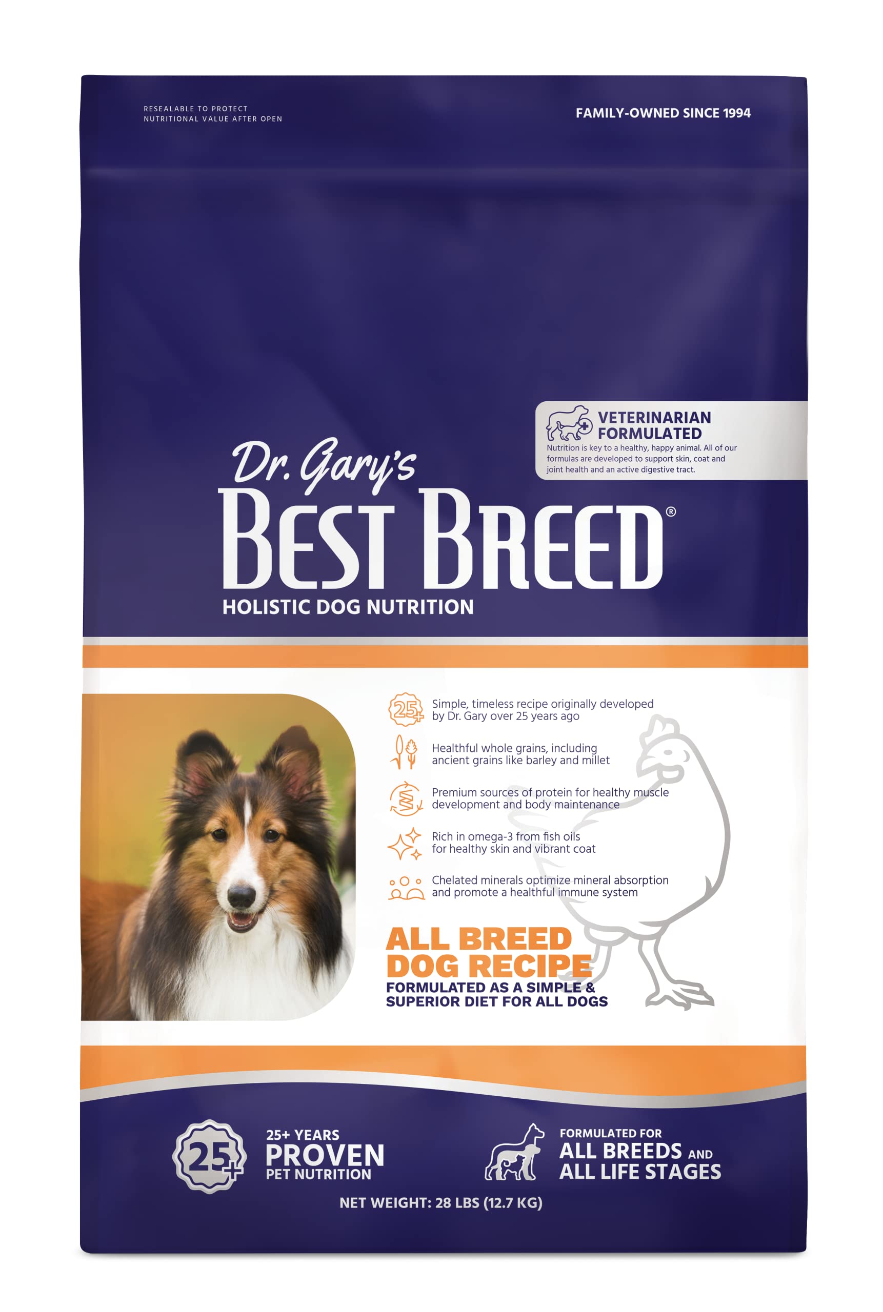 Best Breed Dr. Gary's All Breed Dog Diet Made in USA [Natural Dry Dog Food for All Breeds & Sizes] - 28lbs., Dark Brown, Medium