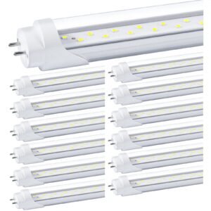 nimgoti t8 led bulbs 4 foot, 12-pack 4ft led tube light, 24w 3200lm, 5000k daylight white, t8 fluorescent tube replacement, dual-row chips, super bright, ballast bypass, dual-end powered, type b