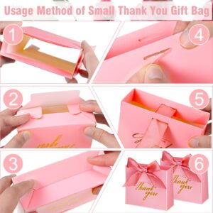 20 Pack Mini Pink Thank You Gift Bags, 20 Pcs Glass Oil Dropper Vail 2 ml 20 Pcs Disposable Nail Stick Cuticle Pusher Pink Goodie Bags for Wedding Baby Shower Party Favors