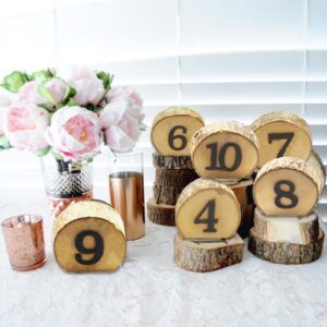 Andoer Wedding Table Number, 1-10 Wooden Table Number Rustic Party Wedding Decoration Number Blocks Professional Table Numbers For Wedding Reception And Table Party Decorations