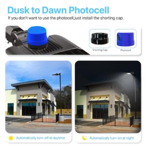 HYPERLITE LED Parking Lot Lights 300W LED Shoebox Light with Dusk to Dawn Photocell - 45000lm 5000K UL Certified IP65 LED Area Light for Court|Stadium|Parking Lot|Roadways