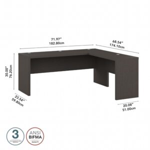 Bush Business Furniture Echo L Shaped Computer Desk, 72W, Charcoal Maple