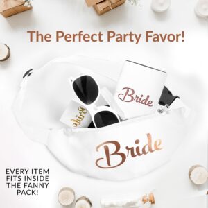 30 pc Rose Gold Bachelorette Party Favors, Accessories - Bachelorette Fanny Packs and Bride Fanny Pack - Bachelorette Party Kit with Sunglasses, Koozies, & Bridal Accessories (Rose Gold)