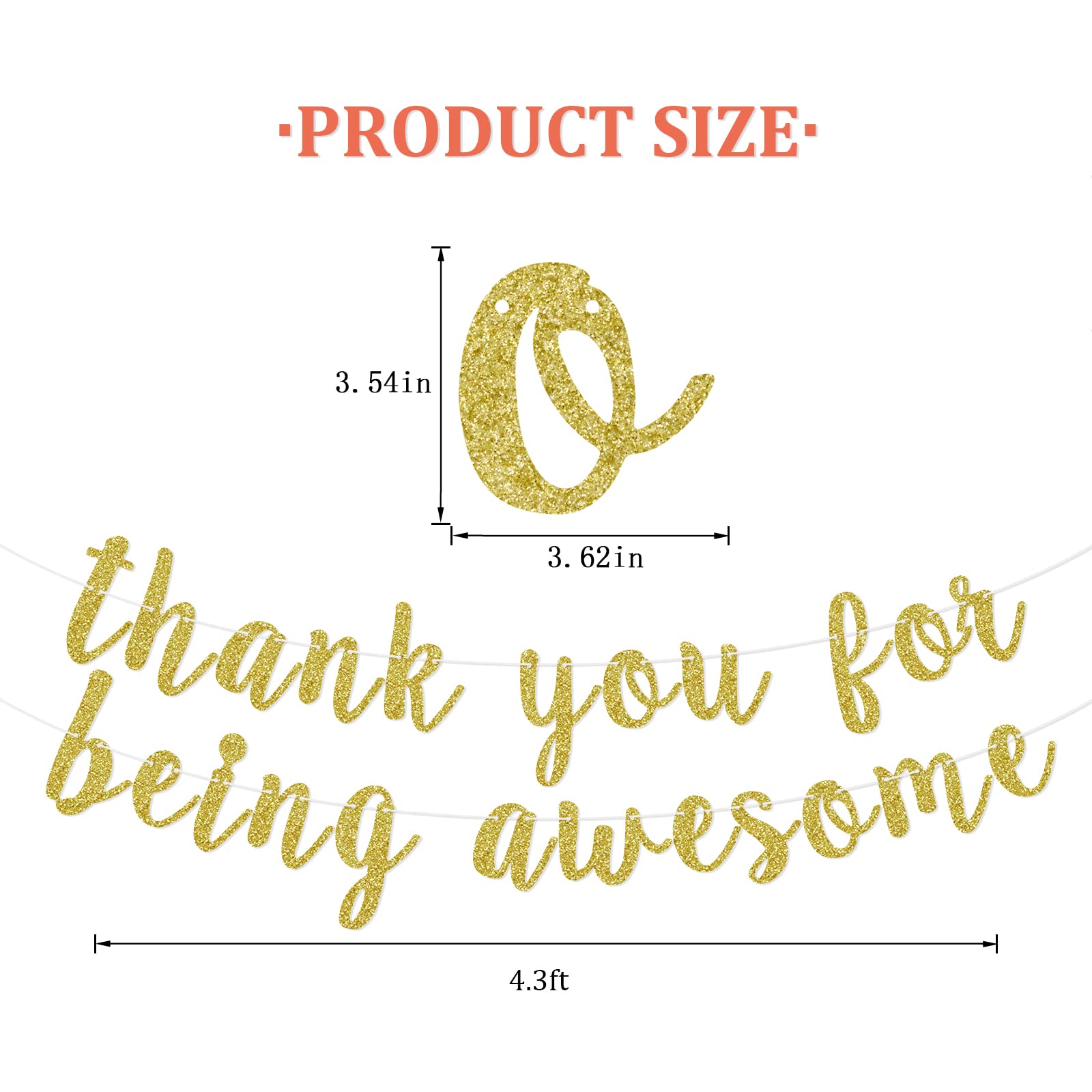 Suagelaz Thank You for Being Awesome Banner, Inspirational Appreciation, Birthday, Friendship, Graduation Banner for Employee, Best Friend, Teacher, Coworkers (Gold)