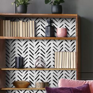 Black and White Stripe Wallpaper 17.71In X 236In Geometric Peel and Stick Wallpaper Modern Stripe Contact Paper Self Adhesive Removable Waterproof Wall Paper for Old Furniture Renovation