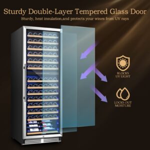 AAOBOSI 24 Inch Wine Cooler Dual Zone, 154 Bottles Wine Refrigerator Built in or Freestanding Wine Fridge 40°F-65°F with Intelligent Temperature Control-Memory Function-Powerful Compressor-Quiet