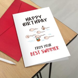 Chomerry Funny Cute Birthday Card for Dad Daddy, Bday Card for Father from Son Daughter, Happy Birthday From Your Best Swimmer