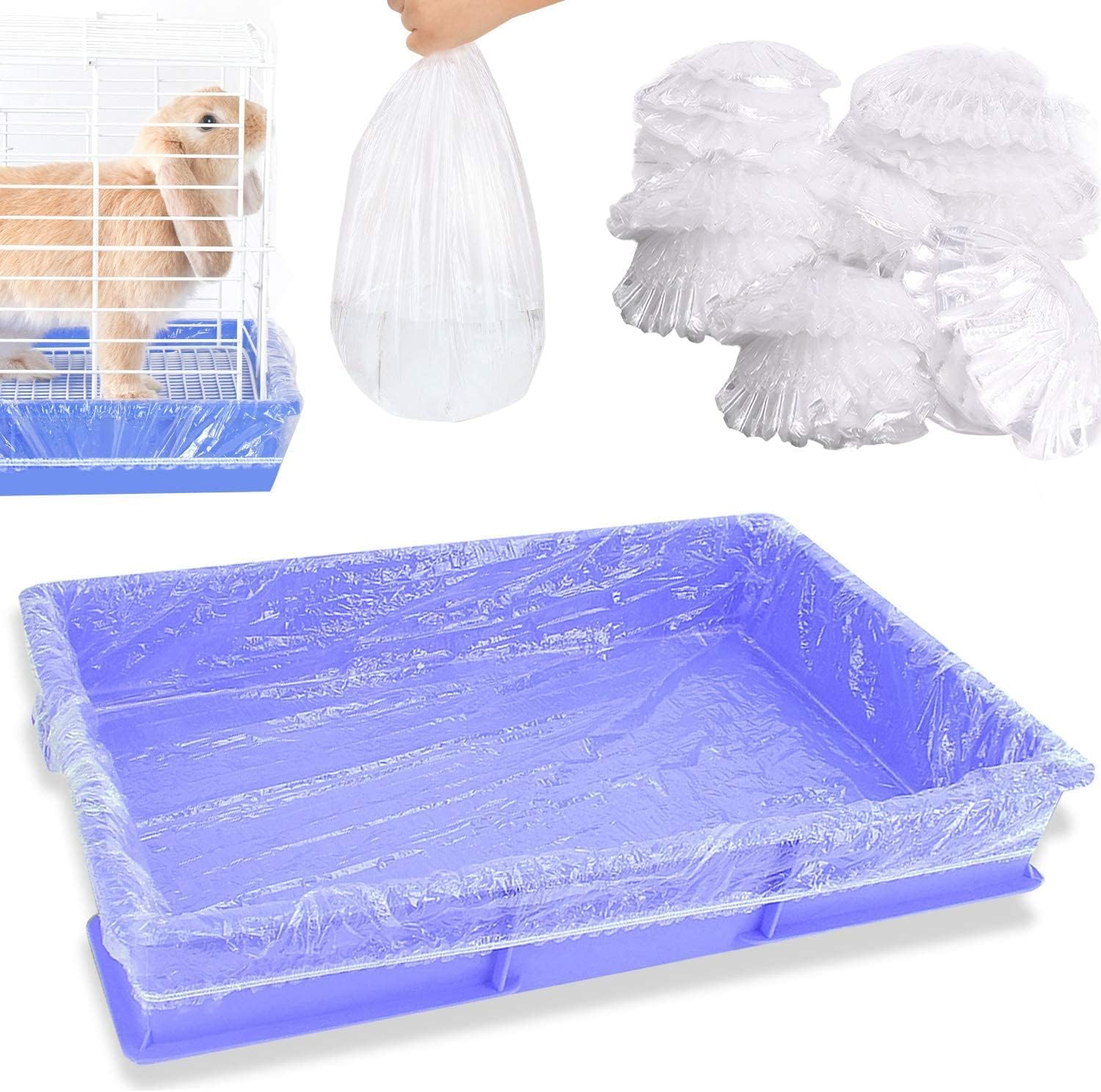 upcessory 100 pcs Disposable Cage Liners, Clear Plastic Rabbit Cage Liner Bag, Universal Toilet Film for Bunny, Hamster, Totoro, Hedgehog, Guinea Pig and Small Animals