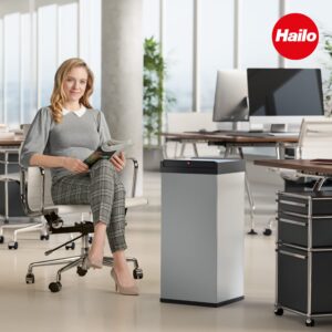 Hailo Big-Box Swing XL Waste bin | 1 x 52 liters / 13.7 gallons | Self-Closing Swing lid | Steel Sheet | Bin Liner Clamping Frame | Waste bin Kitchen Rectangular | Made in Germany | Black 0860-241