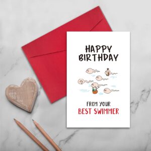 Chomerry Funny Cute Birthday Card for Dad Daddy, Bday Card for Father from Son Daughter, Happy Birthday From Your Best Swimmer