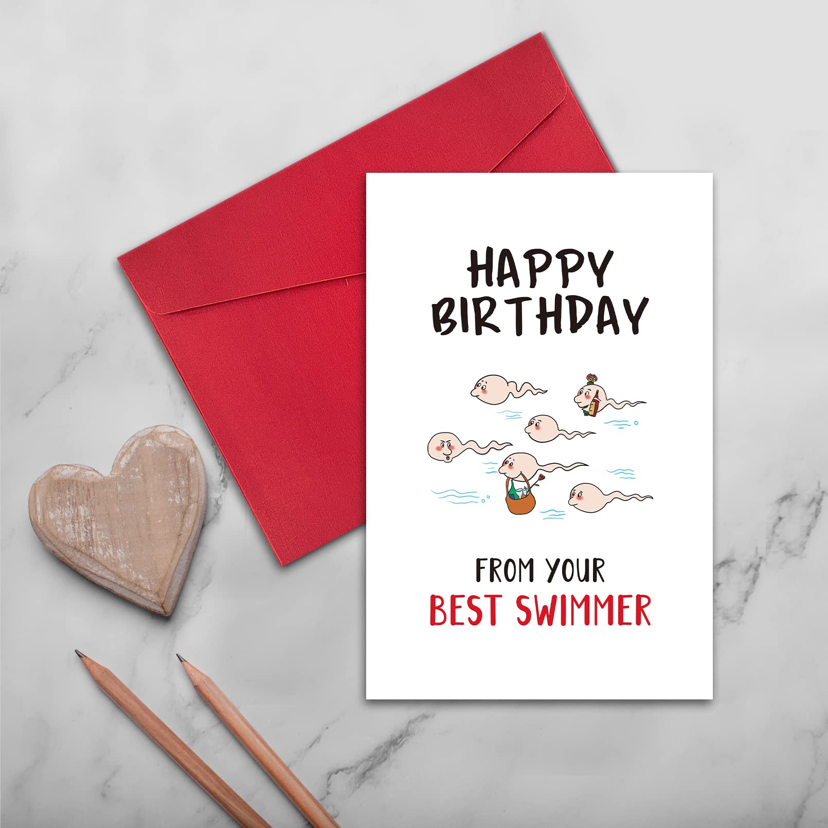 Chomerry Funny Cute Birthday Card for Dad Daddy, Bday Card for Father from Son Daughter, Happy Birthday From Your Best Swimmer