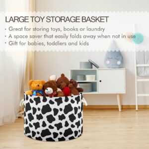 ALAZA Large Round Storage Basket,Black and White Cow PrintToy Basket Nursery Bins & Boxes Laundry Hamper for Bathroom/Bedroom/Home Decor