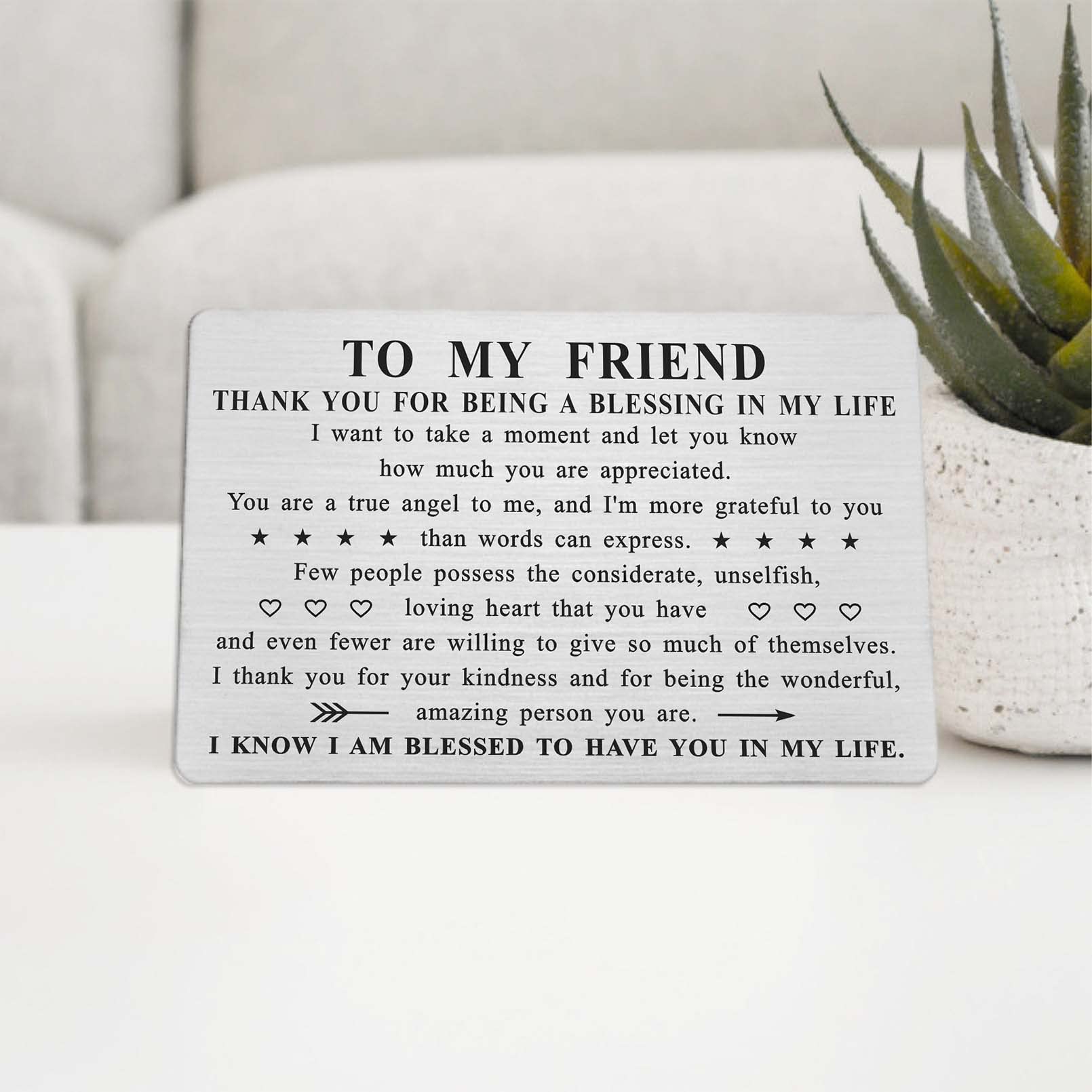 ABNTY Friend Gifts for Women, Thank You for Being a Friend Card, Appreciation Friend Gifts, Steel Engraved Wallet Card Insert