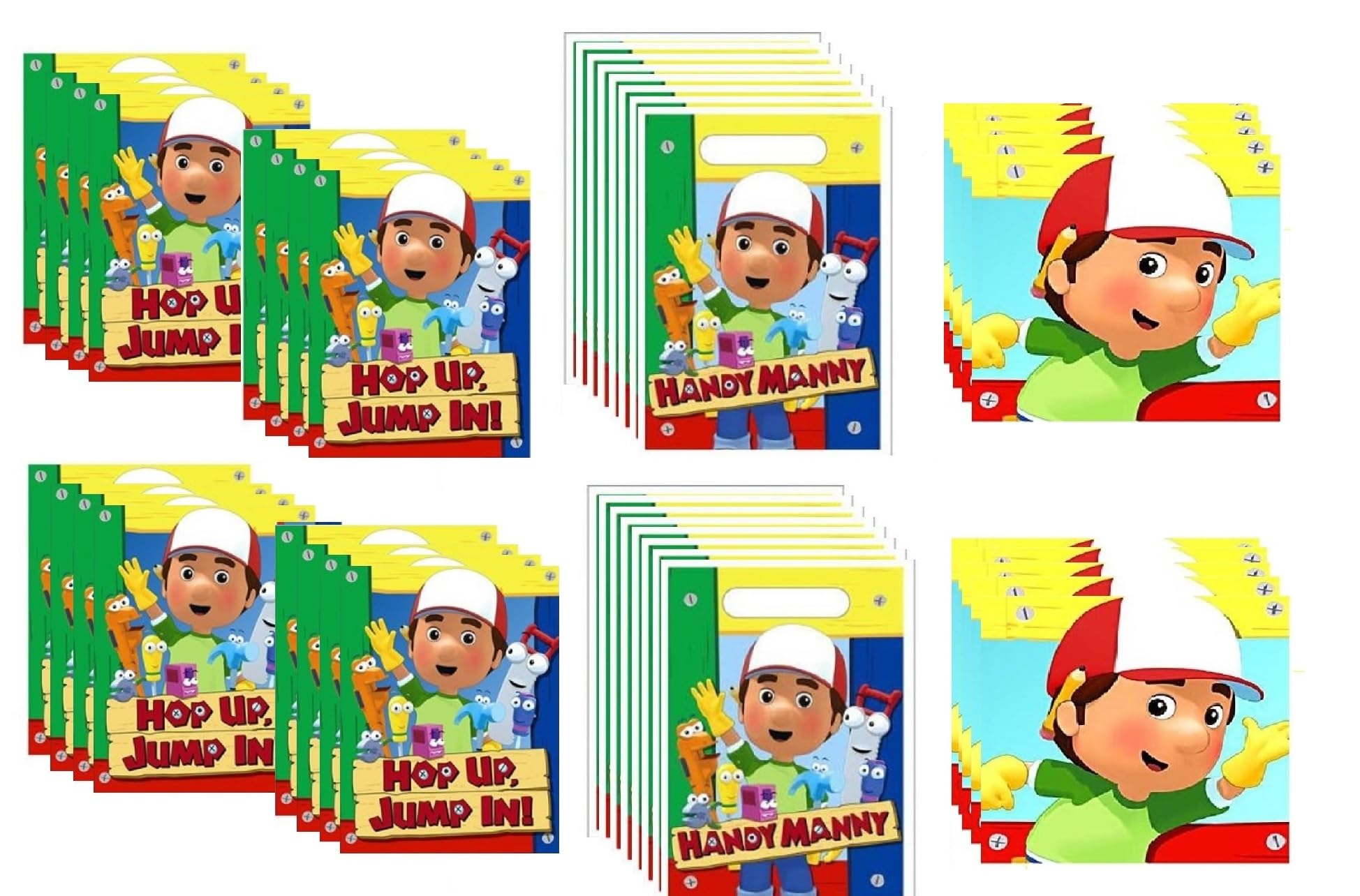 Handy Manny Birthday Party Supplies Bundle Pack includes 16 Party Invitations with Envelopes, 16 Plastic Favor Loot Bags, 16 Napkins (Bundle for 16)