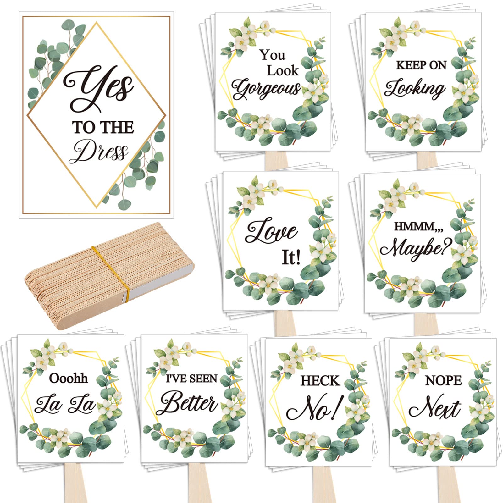 Lewtemi Set of 33 Wedding Dress Shopping Signs Paddles Say Yes to The Dress Props Bridal Dress Signs Wedding Shop Sign for Bridesmaids and Brides Bachelorette Party Games(Classic Style)