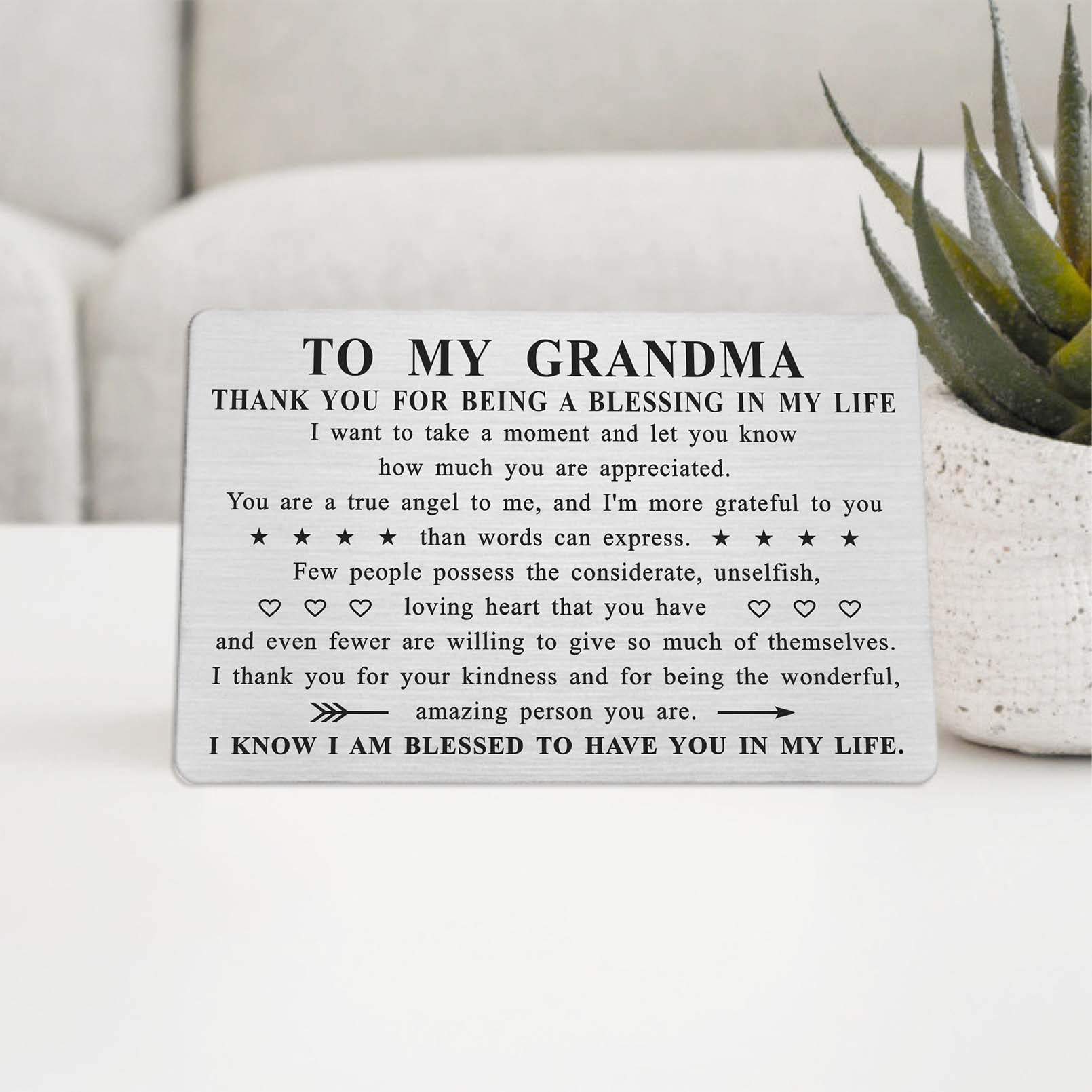 ABNTY Grandma Gifts for Mothers Day, Grandma Birthday Gift, Thank You Grandmother Gifts, Appreciation Grandma Card, Steel Engraved Wallet Card Insert