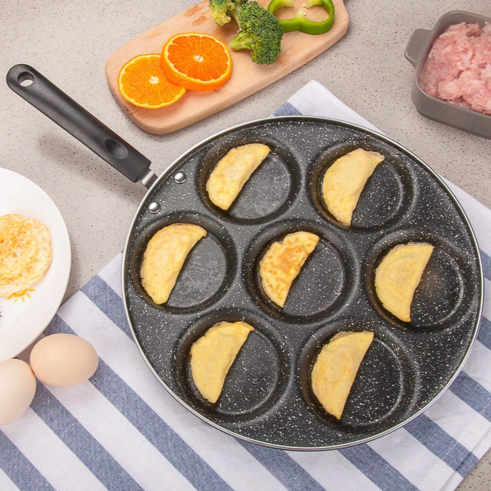 Egg Pan,Omelette Pan,Frying Pan,Nonstick Frying Pan,Nonstick Frying Pans,Home Kitchen Breakfast Omelette Pan, 7 Hole Egg Frying Pan Nonstick Pancake, Easy to, Lazy Pan Provides All in one Breakfast