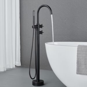 Artiqua Freestanding Bathtub Faucet Tub Filler Oil Rubbed Bronze Floor Mount Brass Bathtub Faucets with Hand Shower