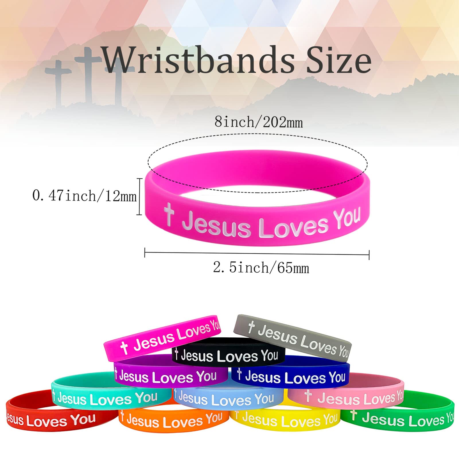 SlocciPro 72pcs Jesus Loves You Silicone Wristbands Rubber Bracelets Colorful Jesus Loves You Silicone Bracelet Christian Rubber Wristbands for kids Novelty Jewelry Party Favors