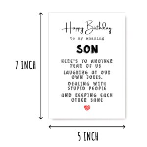 KrysDesigns Birthday Card Son - Greeting Card - For Son - Happy Birthday To My Amazing Son - Funny Card For Son - Quote Queen Cards 5 x 7 inches