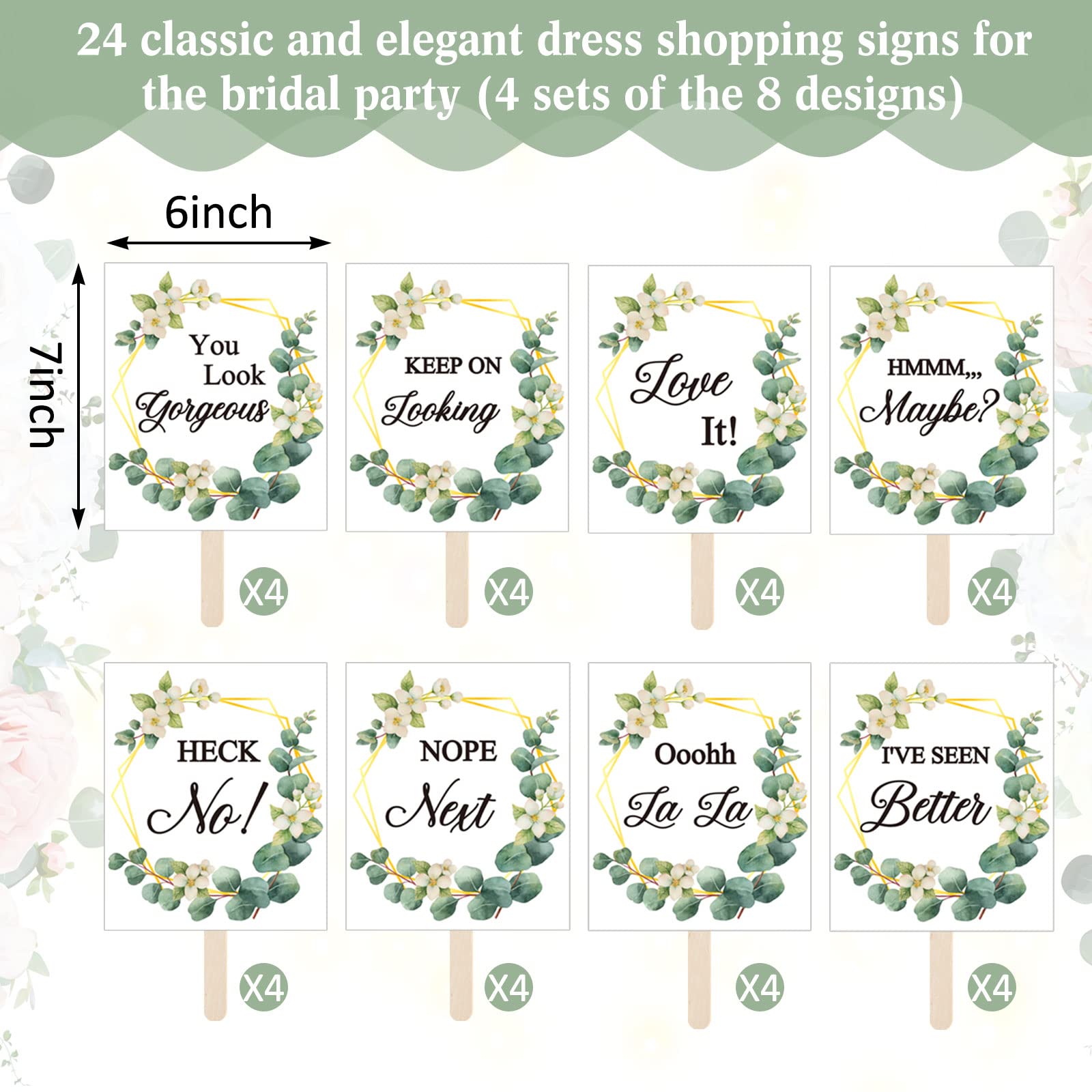 Lewtemi Set of 33 Wedding Dress Shopping Signs Paddles Say Yes to The Dress Props Bridal Dress Signs Wedding Shop Sign for Bridesmaids and Brides Bachelorette Party Games(Classic Style)