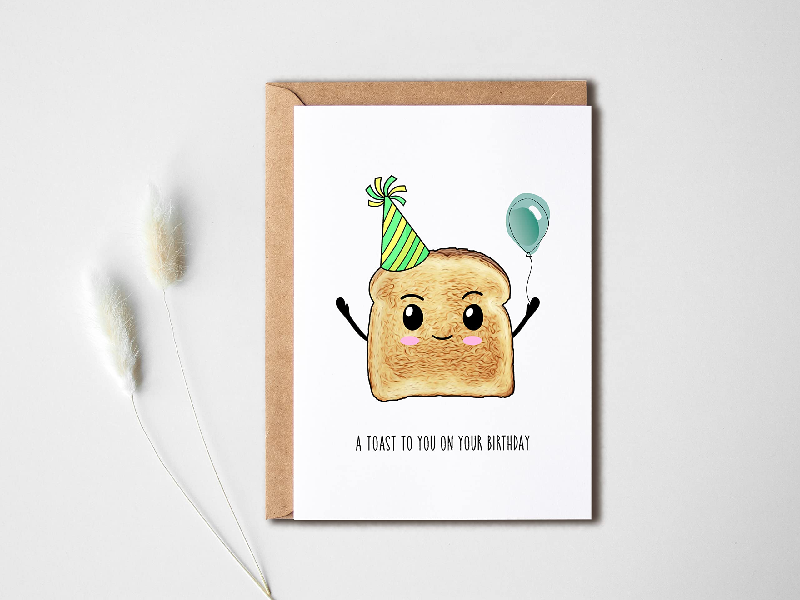 KrysDesigns Funny Birthday Card - A Toast To You On Your Birthday Card - Funny Pun Birthday Card, 5 x 7 inches