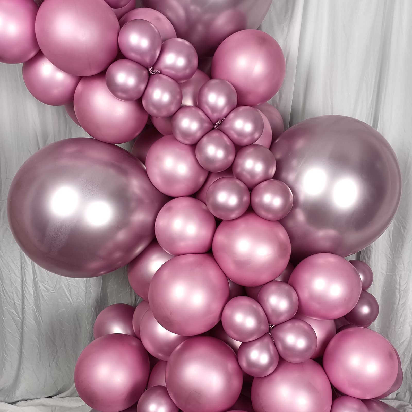 100 Pack Chrome Metallic Pink Balloons Different Sizes 18 12 10 5 Inch KIRIKOU Party Balloons for Birthday Valentines Baby Shower Bridal Wedding Party Decors