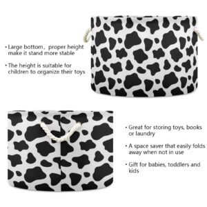 ALAZA Large Round Storage Basket,Black and White Cow PrintToy Basket Nursery Bins & Boxes Laundry Hamper for Bathroom/Bedroom/Home Decor