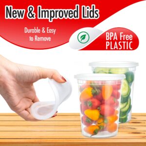 QUIDDITY WARE 32oz-Deli Containers with Leakproof Lids-50 Pack BPA-Free Plastic Microwaveable Clear Food Storage Container Premium Heavy-Duty Quality, Freezer & Dishwasher Safe