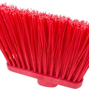 SPARTA Plastic Broom Head, Angled, Un-Flagged for Large Debris Indoor, Outdoor, Home, Restaurant, Lobby, Office, 12 Inches, Red