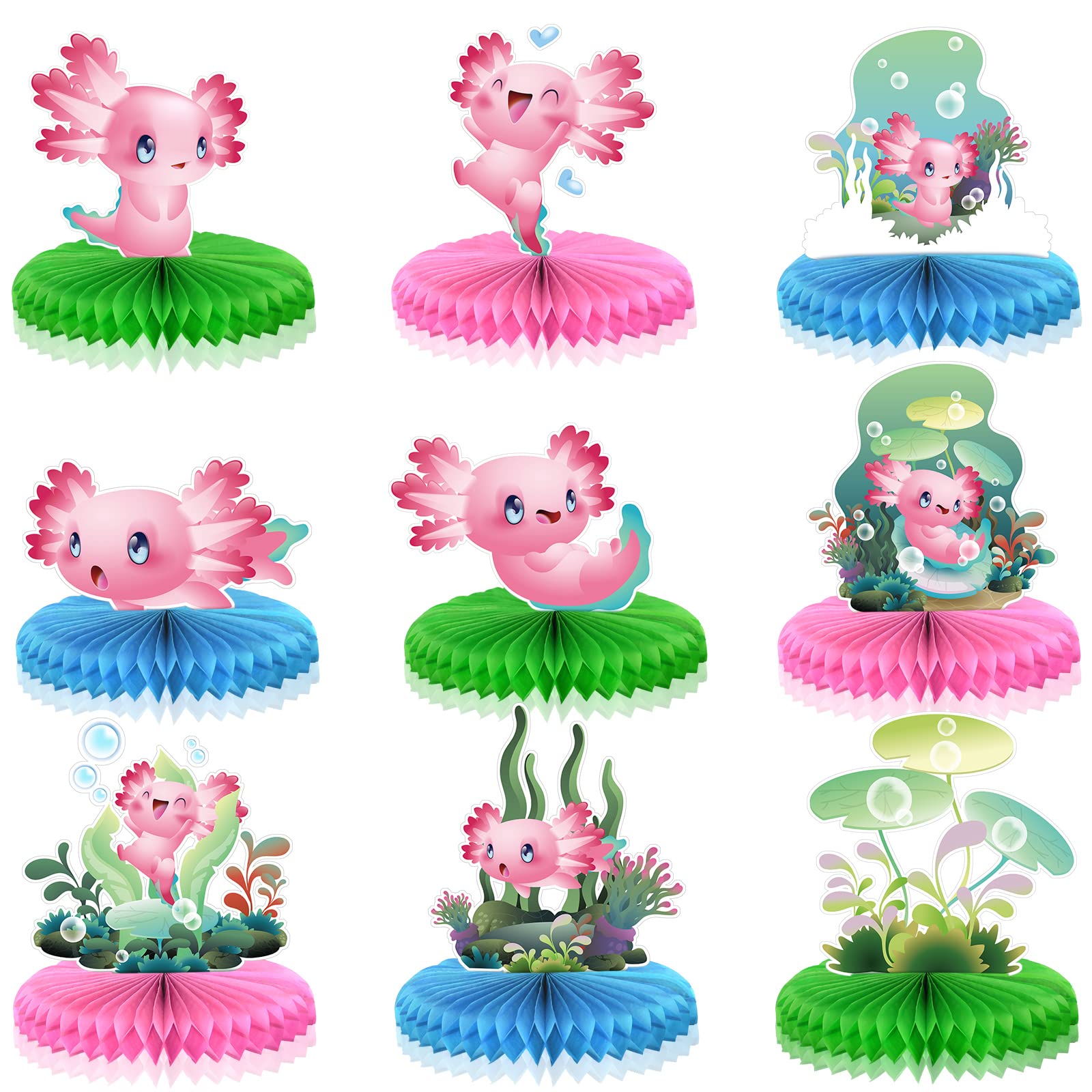 Eersida 9 Pcs Axolotl Birthday Party Decorations Axolotl Table Topper Cute Axolotl Centerpiece Table Decorations Axolotl Party Supplies Axolotl Party Favors for Birthday Baby Shower Party Supplies