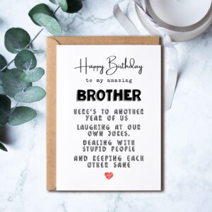 KrysDesigns Birthday Card Brother - Greeting Card - For Brother - Happy Birthday To My Amazing Brother - Funny Card For Brother - Quote Queen Cards