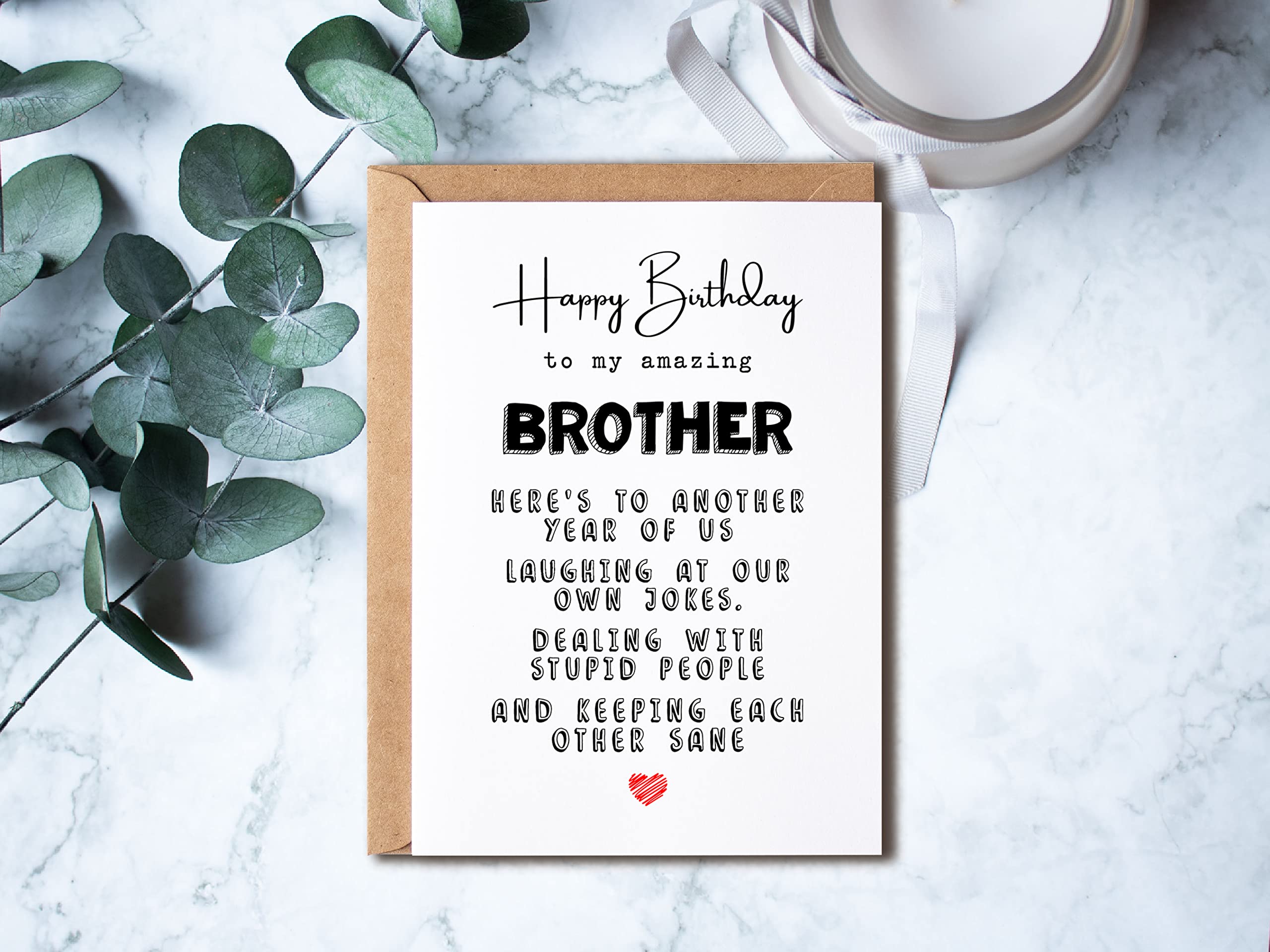 KrysDesigns Birthday Card Brother - Greeting Card - For Brother - Happy Birthday To My Amazing Brother - Funny Card For Brother - Quote Queen Cards