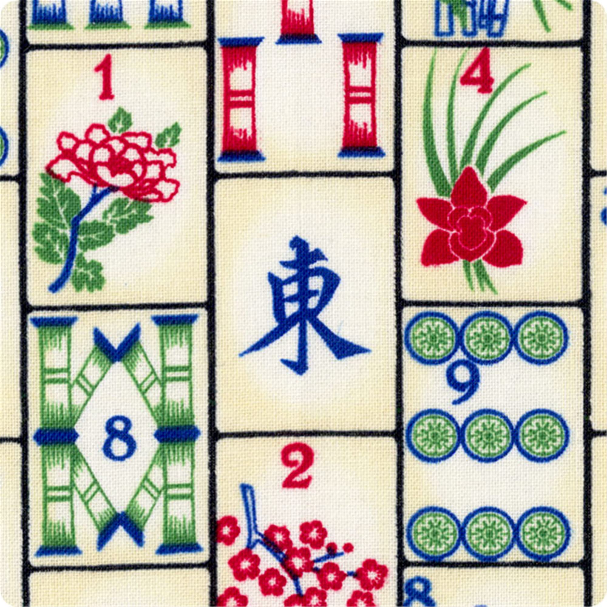 Oriomont Mahjong Tiles Fabric for Quilting by The Yard