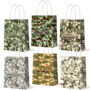 24 pack camo gift bags camouflage birthday party favor bags goodie bags camouflage themed treat candy bags for kids boys girls baby shower birthday party supplies favors (classic style)