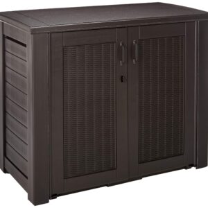 Rubbermaid 123-Gallon Storage Deck Box and Suncast 33-Gallon Trash Can Outdoor Storage Bundle