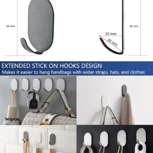 KAXIMON Self Adhesive Hooks White, 10 Pack Sticky Hooks Extra Strong for Kitchen, Bathroom, Sink - Waterproof Carbon Steel Stick Hanger on Towel Hooks