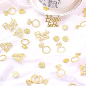 Bridal Shower Decorations 300pcs Table Glitter Confetti for Engagement Party Decor Bride to be,Diamond,Ring and Circle Gold Paper Confetti for Wedding Bachelorette Party Favors (Gold)