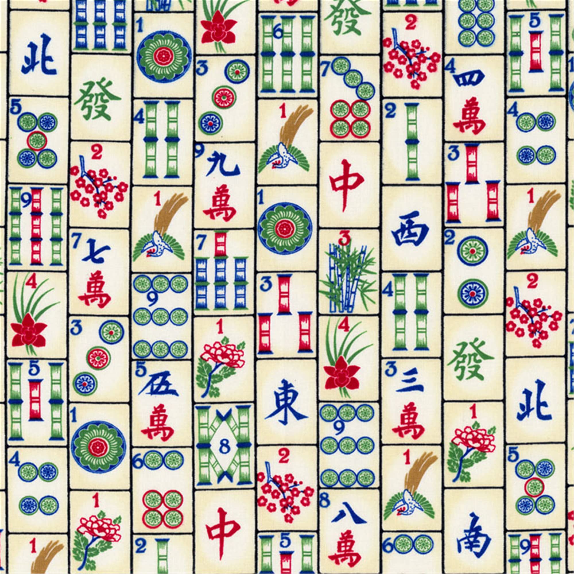 Oriomont Mahjong Tiles Fabric for Quilting by The Yard